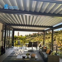 Pergola à toit rétractable motorisé en aluminium, imperméable, avec stores orientables, pour extérieur, éco-responsable, Sweet Home LED
