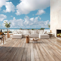 Modernes 3-Sitzer Weißes Stoff-Cloud-Sofa-Set Gepolsterte Eckcouch mit Schwammfüllung für Wohnzimmer Villa Holzmöbel Komprimierte Box