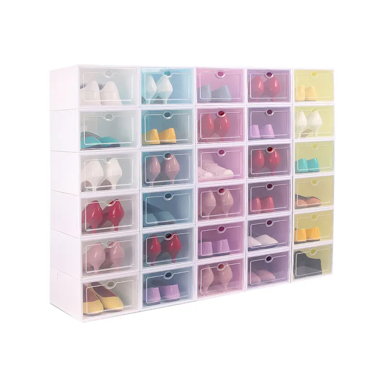 Boîte à chaussures épaisse transparente en plastique, tiroirs à rabat, produit domestique, 10 pièces