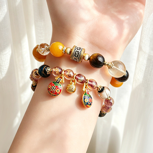 <span class=keywords><strong>Bracelet</strong></span> Dabao en cristal jaune naturel et pierre œil de tigre, nouveau style chinois, porte-bonheur - Product Image 5