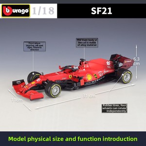 <span class=keywords><strong>Bburago</strong></span> <span class=keywords><strong>1</strong></span>:<span class=keywords><strong>18</strong></span> 2021 SF21 # 16 Leclerc # Modèle de voiture en alliage métallique Sainz 55 pour collectionneurs, cadeau, vente en gros - Product Image 2