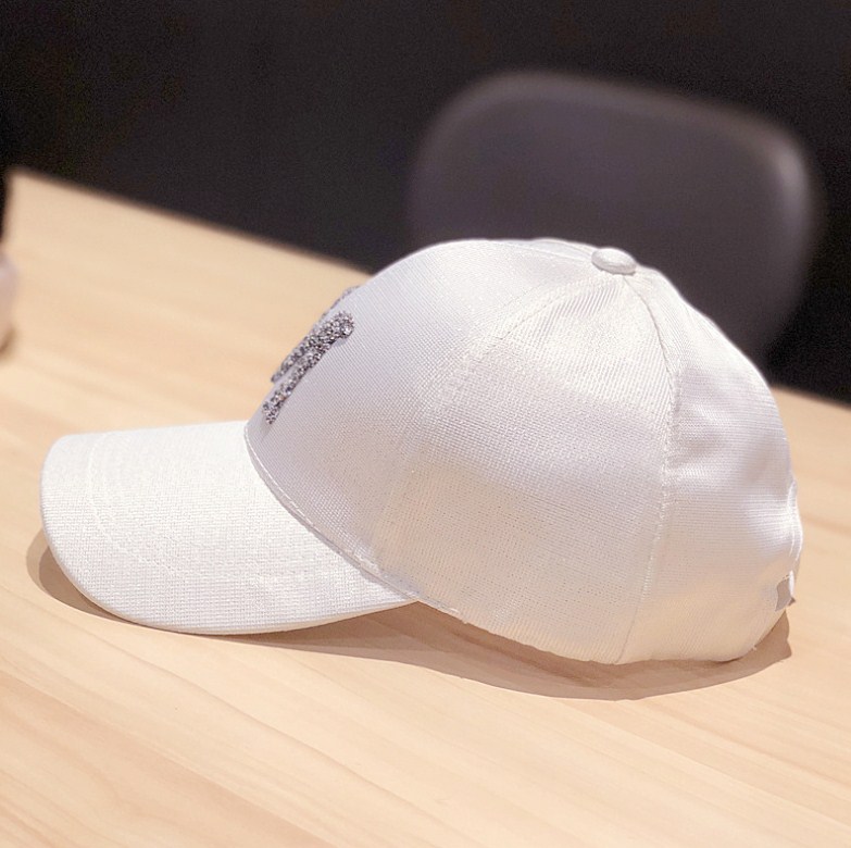 M Letter Crystal Rhinestone Logo Patch Baseball Cap for Women