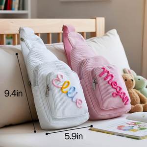 <b>Personalised</b> Corduroy Shoulder <b>Bag</b>, Casual Lightweight Travel Crossbody <b>Bag</b> for Girls, Cotton Rope Woven Name Sport Case - Product Image 3