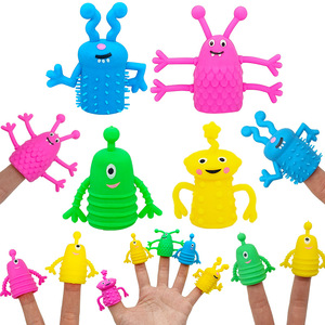 Novo Estilo Brindes Promocionais Para Crianças TPR Material Soft Monster Shape Plastic Farm <span class=keywords><strong>Finger</strong></span> <span class=keywords><strong>Puppets</strong></span> Set