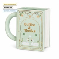Tasse en porcelaine en forme de livre avec poignée, design minimaliste moderne, emballage sécurisé pour le café