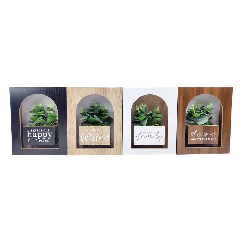 Pabrik Diproduksi Kotak Penanam Kayu Faux Pot Tanaman Herbal Hijau untuk Farmhouse Dalam Ruangan Meja Mantel Rak Dekorasi Dapur