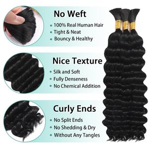 <span class=keywords><strong>Capelli</strong></span> per intrecciare ricci senza nodi 12A Deep Wave 30 pollici sfusi 3 fasci/confezione colore naturale <span class=keywords><strong>capelli</strong></span> cinesi non-Remy - Product Image 1