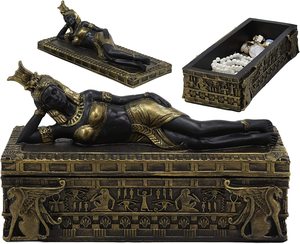 Hermosa Reina del Antiguo Egipto Cleo Patla joyero decorativo pequeña estatua diosa Isis - Product Image 1