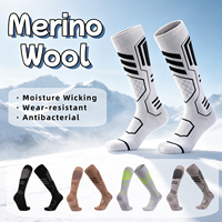 Chaussettes de sport athlétiques pour hommes, respirantes, avec soutien de la voûte plantaire, amorti des chocs, hauteur genou, en laine mérinos, tricotées pour l'automne