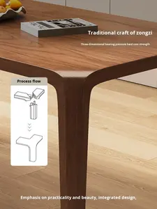 <span class=keywords><strong>Set</strong></span> Tavolo da Pranzo Rettangolare e Sedie in Legno Massello di Noce Nero Nordamericano Stile Vintage con Struttura a Mortasa e Tenone per Arredamento Casa - Product Image 5