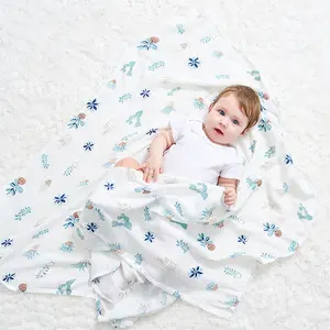 畅销书OEM 2层婴儿超柔软70% 竹有机棉薄纱襁褓毯新生儿薄纱襁褓毯