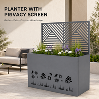 Jardinière surélevée en métal thermolaqué de luxe, nouveau design, avec écran d'intimité, bac à fleurs pour patio, fabrication OEM ODM