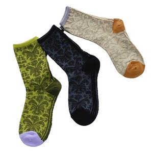 Crew <b>Socks</b> Women Sweat-Absorbent Polyester Fiber <b>Black</b> Green Khaki Color Blocking Youth 18-40 Years Old - Product Image 4