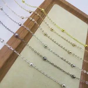 Perlenkette 3,5 / 4 mm Perlen kupferbeschichtete Kreuzkette DIY-Anklettern Halskette Armband Schmuckherstellung Bauteilzubehör