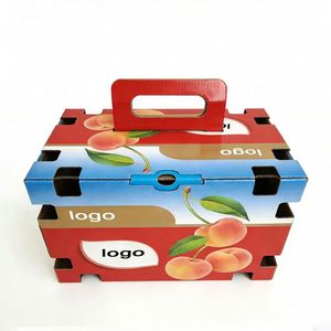 Boîte d'emballage pour fruits en carton ondulé personnalisable en direct d'usine avec poignée et trous d'aération, robuste, idéale pour l'expédition de pêches et de fruits frais - Product Image 2