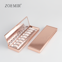 Palette de fards à paupières de luxe 9 couleurs, étui rectangulaire rose doré personnalisé avec miroir, étui pour blush et illuminateur, vente en gros