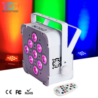 9 projecteurs LED PAR sans fil rechargeables 18W DMX512 2,4 GHz RGBWAUV 6-en-1 pour DJ, discothèque, mariage, fête