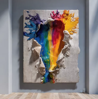 Peinture murale sur toile abstraite arc-en-ciel moderne pour salon, fond de canapé, porche, couloir, origine Chine