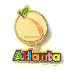 Fabricants touristiques en alliage de zinc Logo personnalisé US the Peach State Atlanta Georgia Souvenir Aimants de réfrigérateur en métal émaillé souple - Product Image 1
