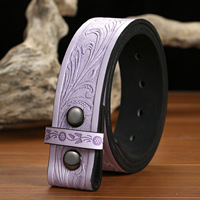 Western Cowboy sabuk unik Vintage uniseks Aloi tanpa gesper desain sabuk timbul serbaguna untuk pria wanita stok grosir
