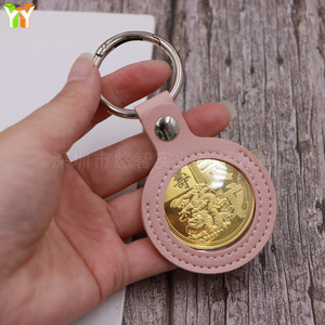 Cross-border spot metal commemorative coin storage <b>keychain</b>, collectible coin protective <b>leather</b> case, 1893 coin storage case - Product Image 4