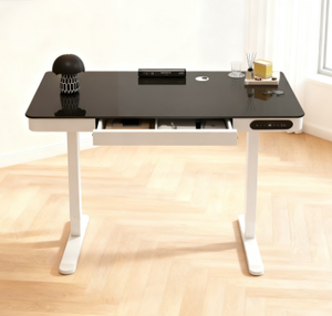 Escritorio de pie plegable para oficina en casa moderno, Motor de <span class=keywords><strong>cantante</strong></span> inteligente, ajuste de altura de vidrio eléctrico, cargador inalámbrico USB duradero - Product Image 2