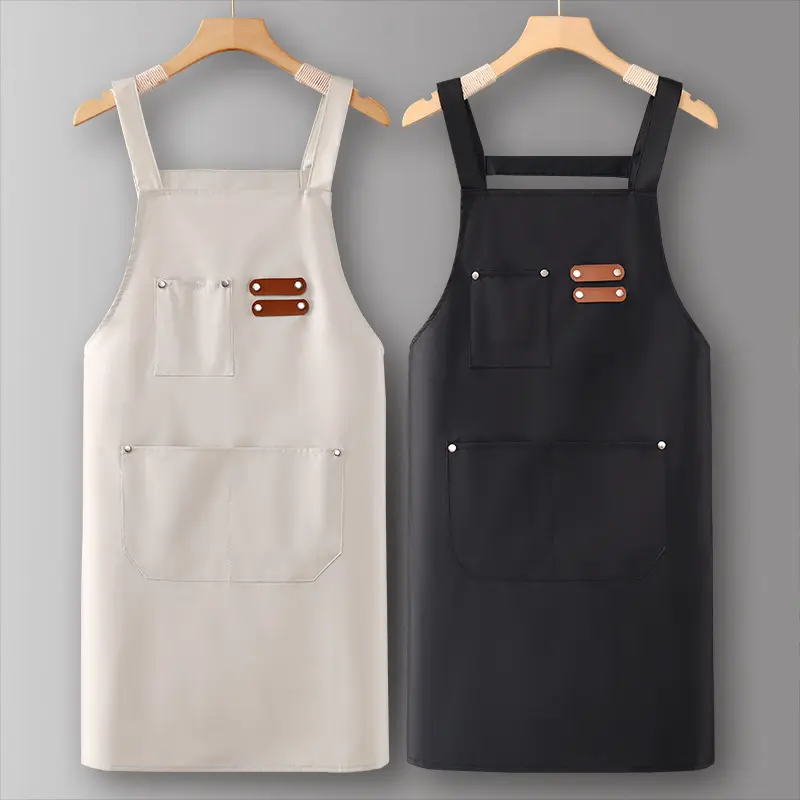 2024 New Home Kitchen Apron Waterproof and Oil Proof PVC Bib for Women Customized Logo Printing for Catering and Cooking