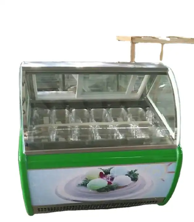soft ice cream gelato display refrigerator