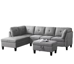 Sofá Seccional en Forma de L de Estilo Moderno Frank, Sofá Esquinero Decorativo con Tapizado Elegante y Mesa de Apoyo Oculta en el Reposabrazos, Adecuado para - Product Image 4