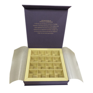 AOBO - Embalaje de Lujo Personalizado para Chocolate, Bandeja de Papel de Grado Alimenticio con Inserto y Estampado en Caliente con Lámina Dorada sobre Cartón Gris, Caja de Regalo - Product Image 5