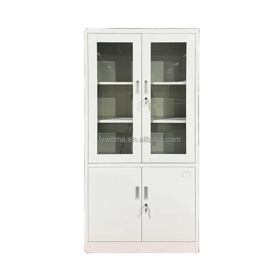 Armoire en acier de haute qualité avec porte en verre Stockage de bureau 2 portes en verre Armoire en métal