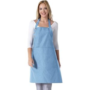 Delantal de cocina de algodón resistente a las gotas de agua para mujer con bolsillos ajustables 10 opciones de color para cocinar - Product Image 6