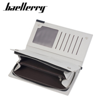 Baellerry dompet kulit panjang pria, dompet Multi Slot ritsleting bisnis kasual modis