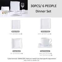 FENN Service de Table en Céramique Blanche, Design Épuré, Vaisselle Carrée pour Restaurant et Hôtel, Haute Qualité Fournisseurs Chinois