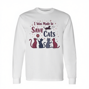 Camiseta de manga larga I Was Made To Save Cats, para amantes de los gatos, defensores de la rescate de mascotas - Product Image 2