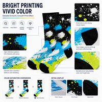 Chaussettes de sport à logo personnalisable, imprimées numériquement à 360 degrés, en polyester/nylon/coton/bambou/laine, séchage rapide