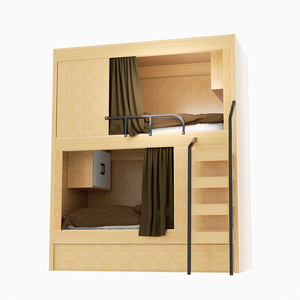 Modern And Simple Wood <strong>Bunk</strong> <strong>Bed</strong> For School Dormitory Guardrail Space Capsule Youth Apartment High And Low <strong>Bed</strong> - Product Image 5