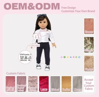 Collection Printemps Vente en Gros OEM Personnalisée : Ensemble de Vêtements pour Poupée Fille de 18 Pouces – Veste Courte et Pantalon Slim Foncé, Tenue de Poupée à Motif Personnalisé