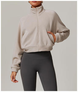 Chaqueta de gimnasio a prueba de viento con cuello levantado a la moda para mujer, abrigo de Yoga informal con cremallera y bolsillo grueso para mujer - Product Image 2