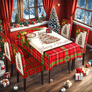 Mantel Impermeable y Antipolvo con Estampado Digital de Árbol de Navidad Retro para Decoración Navideña del Hogar - Product Image 5