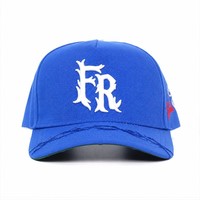 Qualitäts-Maßanfertigungen von Hüten mit Individueller Stickerei-Logo in Blau, Gebogener Schirm, 5-Panel Baseball Caps