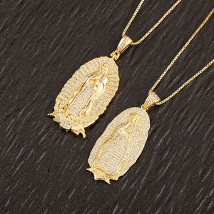 Collier plaqué or Vierge <span class=keywords><strong>Marie</strong></span> avec pendentif en cristal, bijoux, partenaire <span class=keywords><strong>de</strong></span> dropshipping Shopify, sans MOQ, support depuis la Chine - Product Image 4