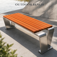 Bancs de jardin modernes en acier inoxydable, chaises populaires pour entrées et parcs, bancs métalliques à cadre en V
