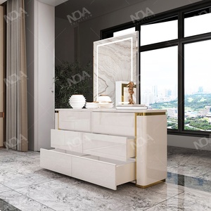 NOVA Lit Double en Bois Blanc Laqué de Luxe pour Adulte, Ensemble de Chambre King Size ou Queen Size <span class=keywords><strong>avec</strong></span> Table de Chevet, Commode et Armoire - Product Image 4