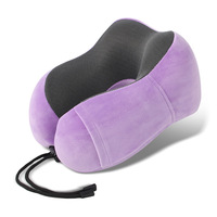 Oreiller de voyage ergonomique en mousse à mémoire de forme violette en forme de U, double tissu, support cervical, amovible, lavable, OEM, personnalisé, vente en gros