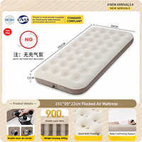 Matelas pneumatique gonflable avec revêtement floqué, surface douce, pompe électrique intégrée, lit d'air portable moderne pour usage extérieur