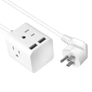 Regleta de alimentación de cubo estándar de EE. UU. con 2 puertos USB Toma de corriente de 4 vías con cable de extensión de 1,5 M Adaptador de corriente 15A 120V