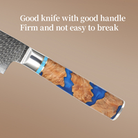 7 inch Damascus staal keukenmes voor groenten en vlees, Nakiri mes met hars en stabiel houten handvat
