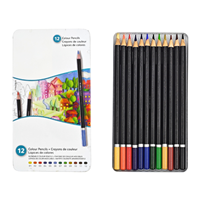Crayons de couleur en bois, 12 couleurs, ensemble de crayons de couleur personnalisés avec boîte en métal pour enfants, fournitures scolaires, fournitures de bureau, papeterie pour artistes, dessin