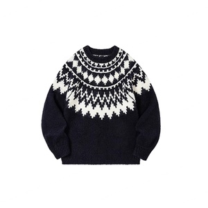 Suéter de Punto al por Mayor, Suéter de Invierno de Manga Larga, Suéter de Punto Personalizado con Patrón, Mezcla de Lana Mohair, Suéter de Punto Grueso para Hombre - Product Image 2